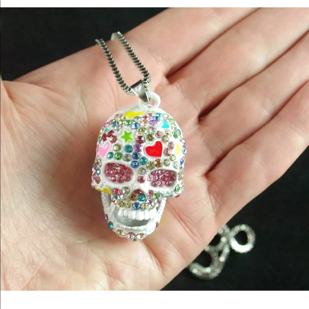 White Goth Skull Necklace